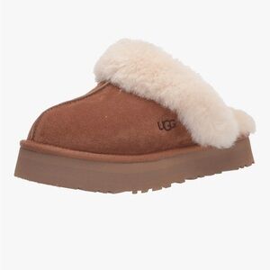 UGG Women's Disquette chestnut Shearling slip ons